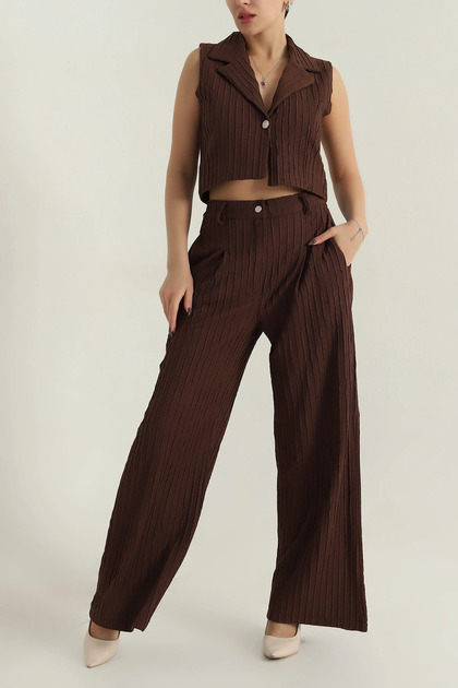 Women's Lined Wrinkled Fabric Two-Piece Set
