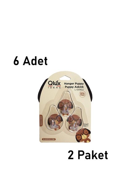 6 Adet Yapışkanlı Askılık Qlux Köpek Figürlü Askı Banyo Mutfak Dolap Çocuk Odası L-00902