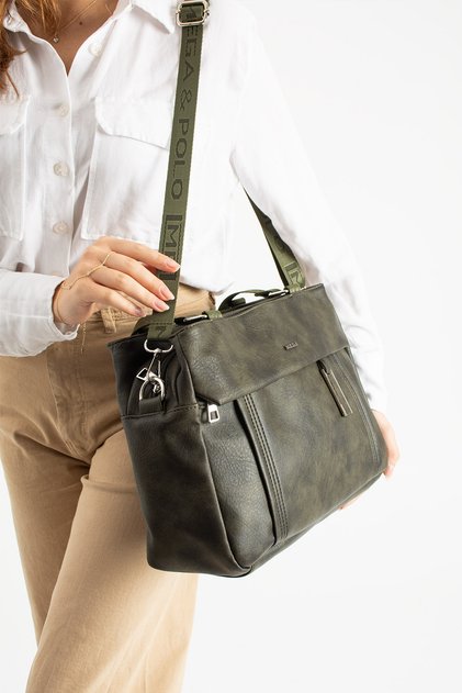 Mega Polo Women's Soft Faux Leather Handbag and Adjustable Long Strap Shoulder Bag