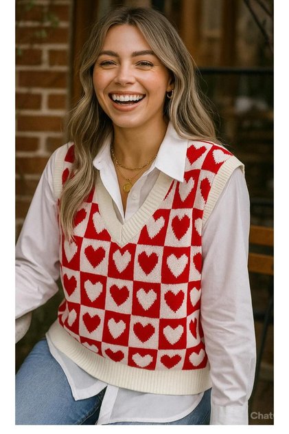 Heart Sweater Knitted Soft Cotton