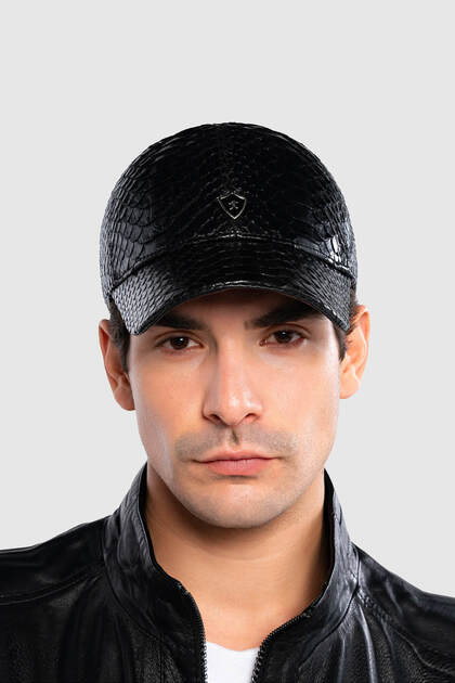 Men's Genuine Leather Black Hat