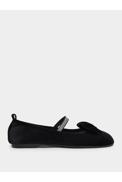 Teens Black Bow Detail Ballet Flats
