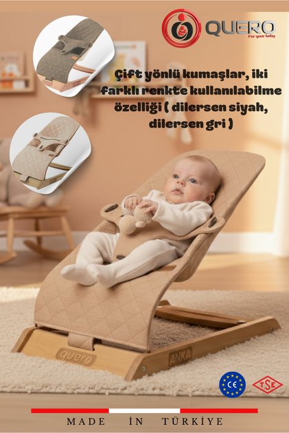 Anka Ahşap Çift Sallanır Ana Kucağı, Yaylanır Ana Kucağı, Çift Yönlü Kumaş Kullanımı, Sabitlenir.