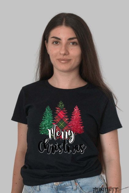 Tricou De Craciun Braduti Stralucitori Cu Mesaj Festiv Dama