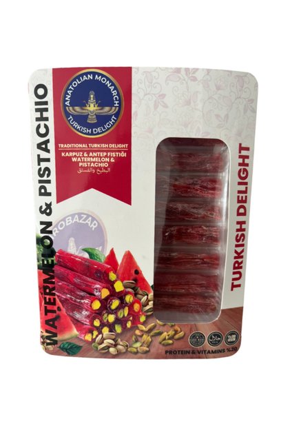 Watermelon Pistachio Turkish Delight 125 g Watermelon Fruit & Pistachio Turkish Delight Protein Enriched