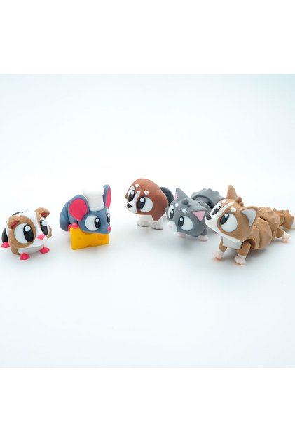 Set 5 Mini Figurine Articulate, 3D, Flexi Minizz, V1