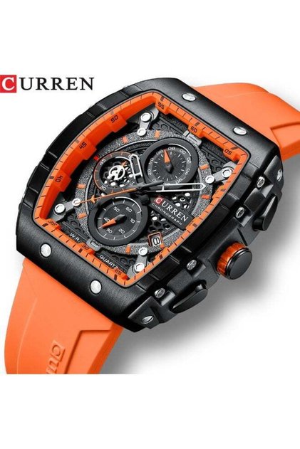 8442 Men's Luxury Waterproof Quartz Square Silicone Sports Watch