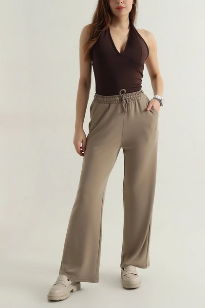 Women's Modal Pants with Pockets, Elastic Waist, Wide Legs
