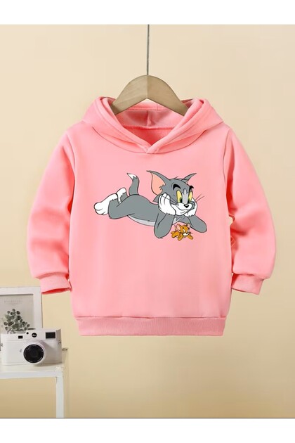Tom and Jerry B Printed Stylish K Hooded Sweatshirt for Children