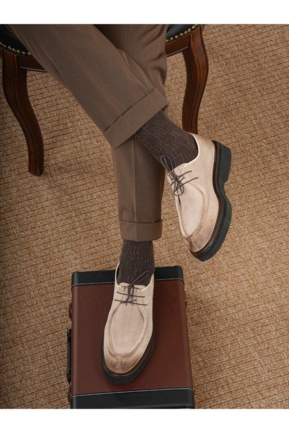 Men's Premium Suede Leather Inner Lining Cowhide Leather Eva Sole Shoes - Beige Xprza2410-16
