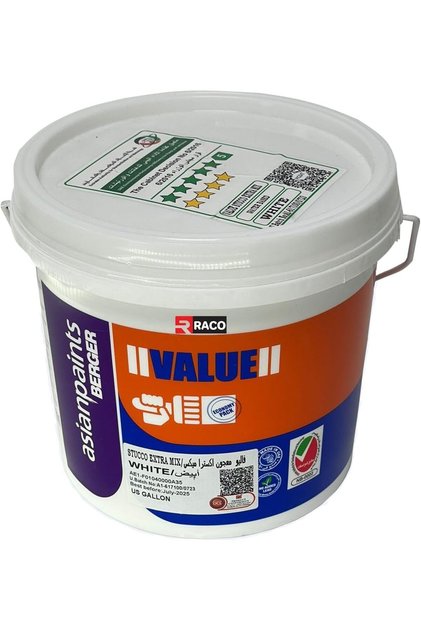 Asianpaints Berger Value Stucco Extra Mix Water Based Putty Filler White (1 US Gallon)