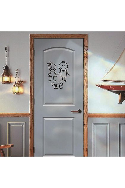 Girl & Boy Wc Toilet Bathroom Door Glass Wall Sticker 18X13 cm