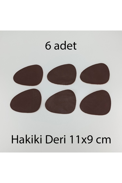 طقم قواعد أكواب جلد طبيعي غير متماثل 6 قطع 11x9 سم