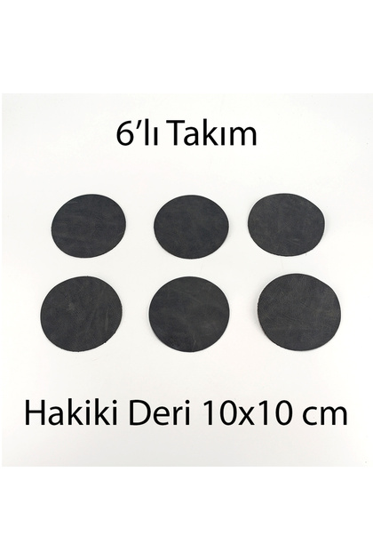 Genuine Leather Round Coasters Set of 6 10X10 cm