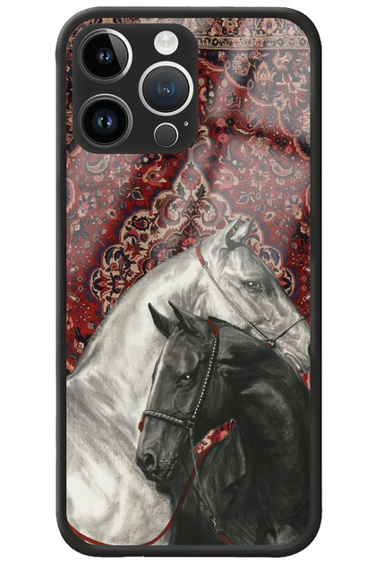 iPhone 15 Pro Camera Protected Iranian Carpet Patterned B Printed Glossy Phone Case