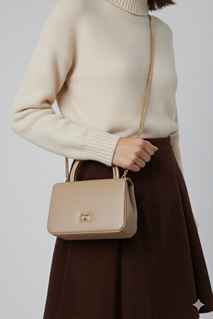 Mink Faux Leather Chain Strap Women's Hand and Shoulder Bag
