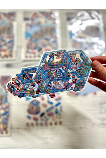 DIY Penguen Kar Karavanı Tasarlama 2 Yaprak 86 Adet 3D Diorama İzometrik Sticker Set/Etiket/Çıkartma