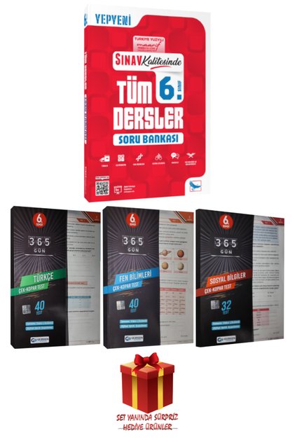 Sınav 6. Sınıf Tüm Dersler Soru Bankası+ Türkçe - Fen Bilimleri - Sosyal Bilgiler Çek Kopar Test