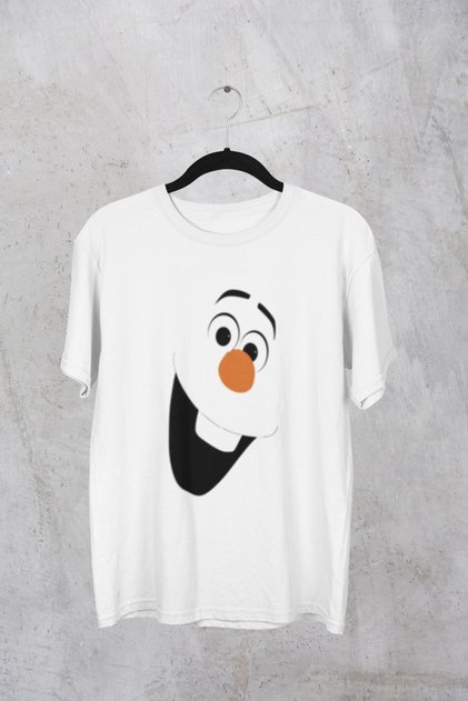 Snowman Printed Circular Neck Cotton Ov Oversized Alip Short Sleeve Unisex T-Shirt
