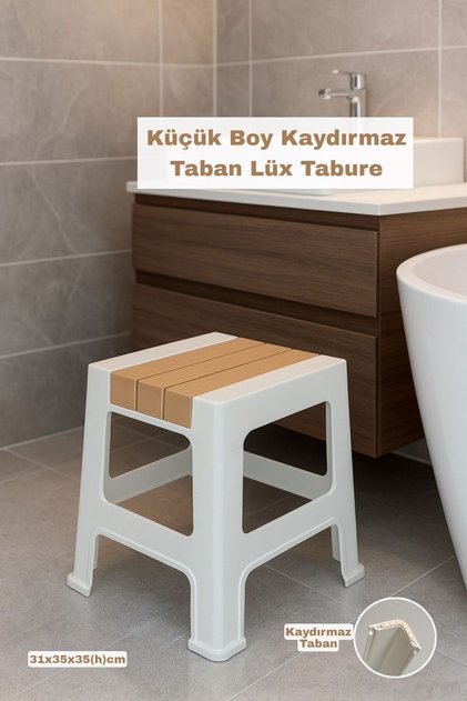 Küçük Boy Kaydırmaz Tabanlı Lüx Banyo Taburesi - Günlük Kullanım Çok Amaçlı Tabure