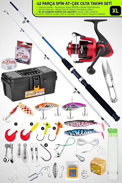 Fishack Spin At-Çek Deniz ve Göl Profesyonel Olta Seti Takımı - XL