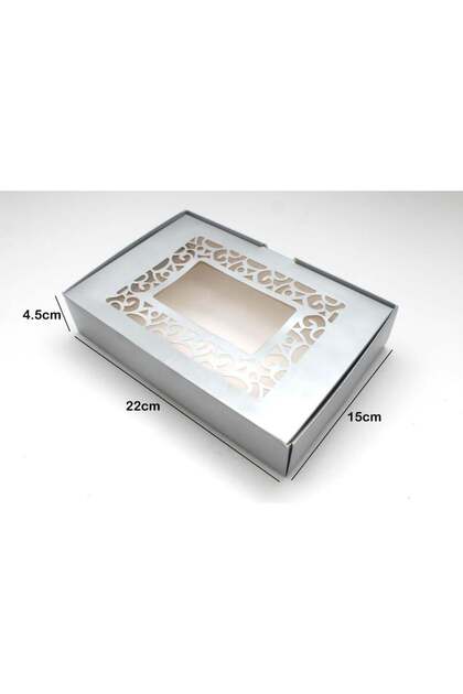 12 pieces of paper box with a decorative transparent window, silver color