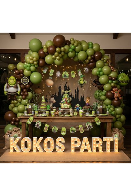 Shrek Temalı Doğum Günü Balon Seti 50 Adet – Parti Süsleri