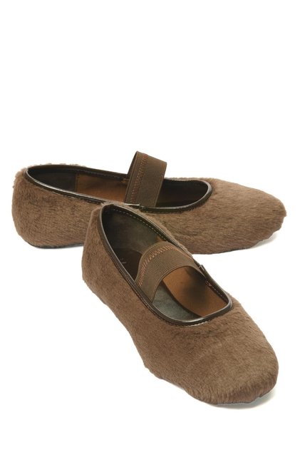 Women's Plush Ballet Flats Elastic Brown Furiva