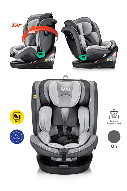 Kanz Cosmos i-Size(0-36kg) 360 Dönebilen Oto Koltuğu Gri - Fiyatı