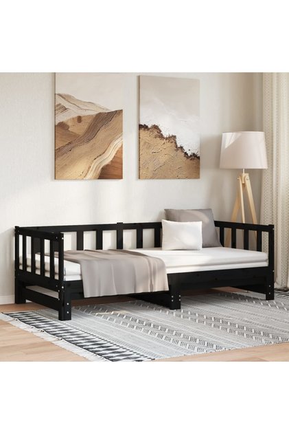 Pull-out Day Bed without Mattress Black 2x(90x200)cm