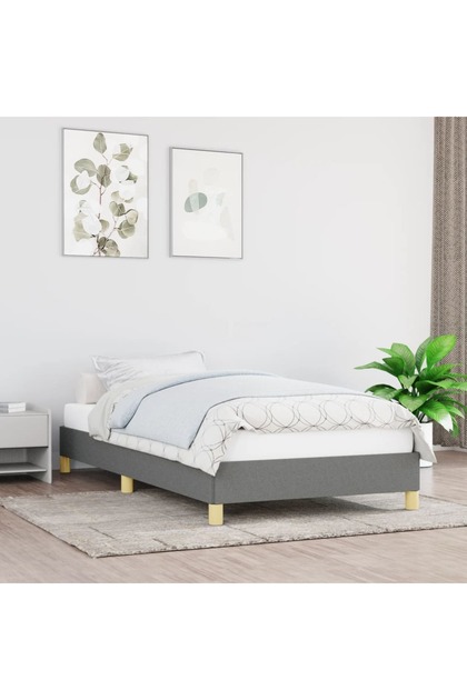 Bed Frame without Mattress Dark Grey 90x200 cm Fabric