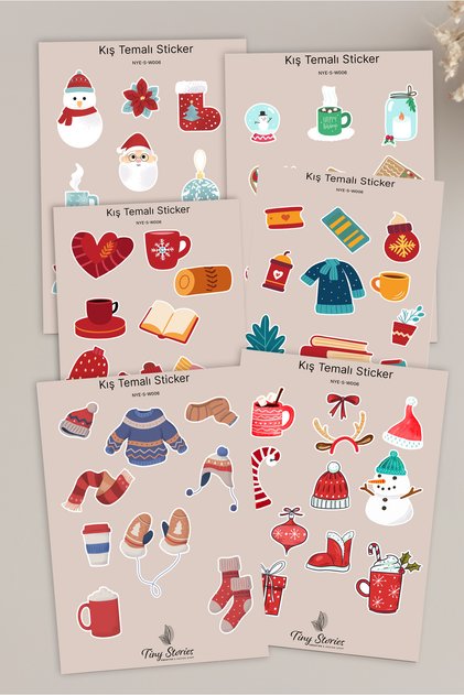 Set zimskih naljepnica - 6 komada / Agenda, beležnica, bullet journal, spomenar