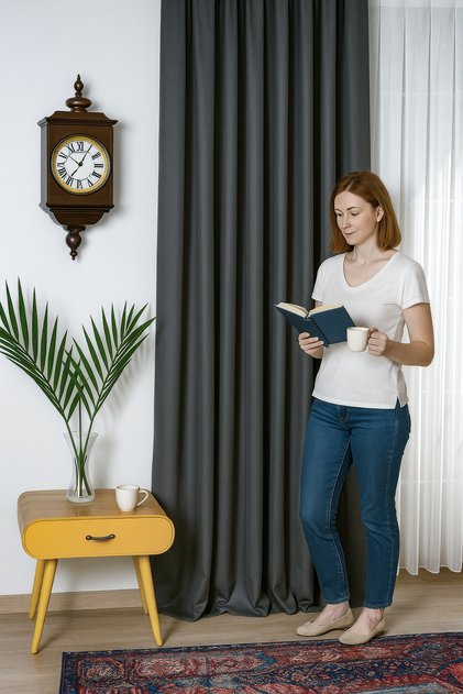 Natural Textured Linen Decorative Battery-Free Fo Drapery Curtain Alon Bedroom