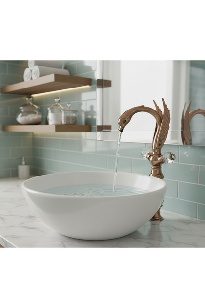 Antique Vintage Bowl Faucet with Emerald Stone Duck Swan Kitchen & Sink Faucet