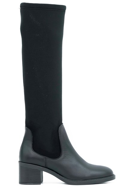 Genuine Leather Rubber Sole Stretch Women's Boots - C265965