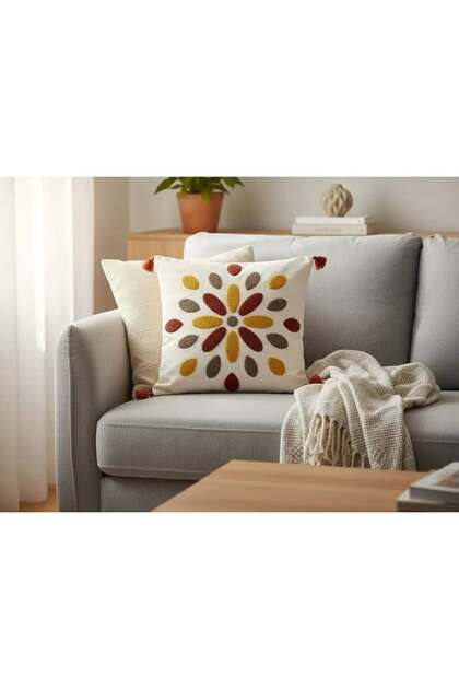 Linen Tassel Punch Throw Pillow Cover