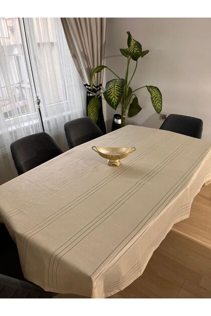 Colber Stripe Detailed Worry-Free Tablecloth
