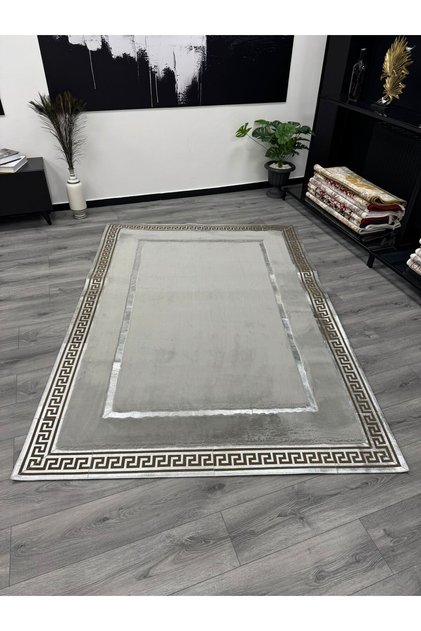 ÖZEL TASARIM DERİ HALI GÜMÜŞ GRI