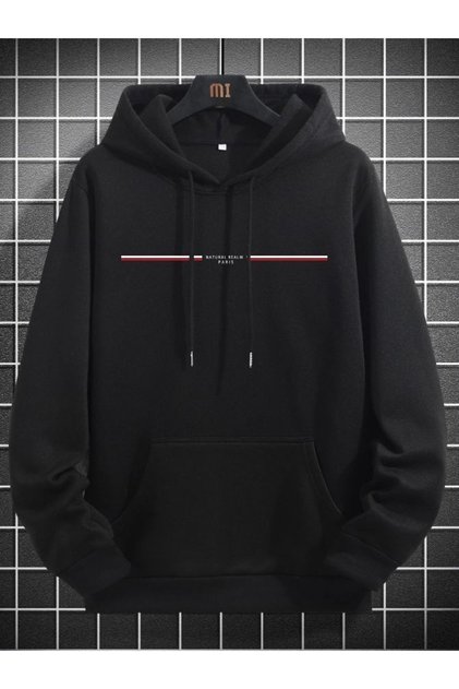 Unisex Black Paris Printed Hooded Oversize Sweatshirt