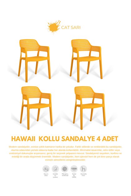 HAWAİİ KOLLU BAHÇE SANDALYESİ 4 LÜ SET