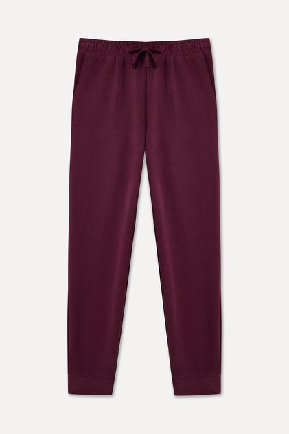 Women's Burgundy Modal Blend Jogger Sweatpants with Elastic Waist