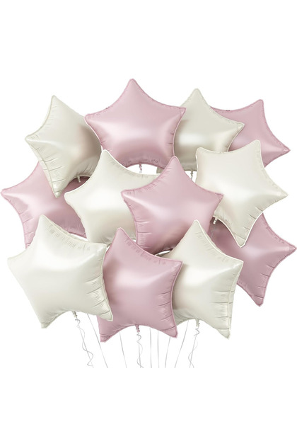 4Pcs Cream Light Pink Foil Balloon 45cm Balloon String Compatible with Air and Helium