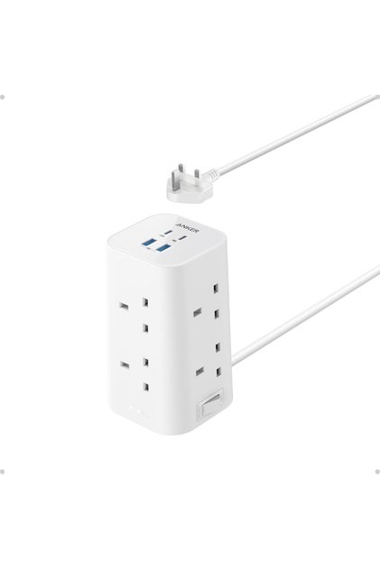 انكر وصلة تمديد برج مع فتحات USB، مقبس تمديد 12 في 1 للحماية من اندفاع التيار مع مفتاح (13 امبير، 29