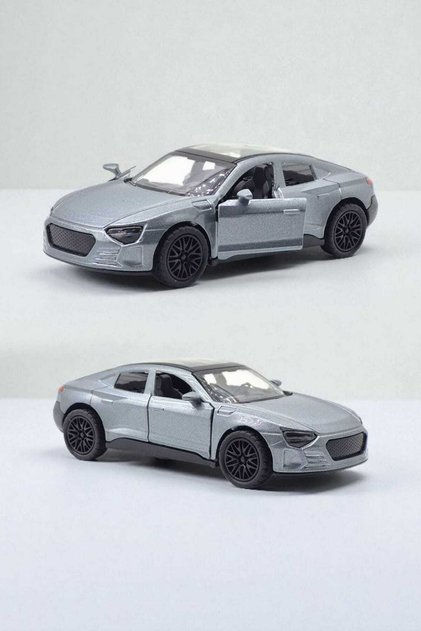 Pull and Release Super Sports Car Model (Gray) – 12 Cm, Metal Body, Detailed Interior