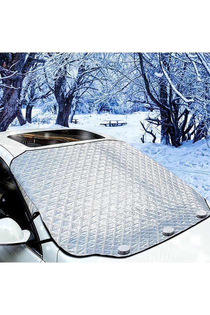 Parasolar auto pentru parbriz, magnetic cu 3 magneți și aripioare laterale, 157 x 126 cm, argintiu