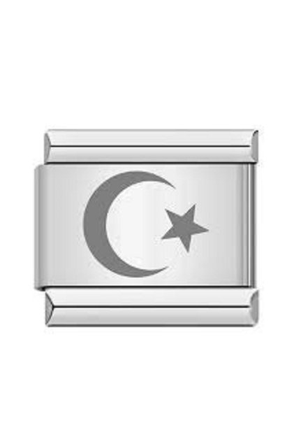 Göktürkçe Turkish Written Additional Extension Italian Charm Steel Bracelet Charm