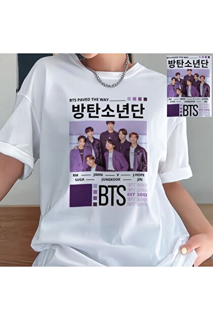 barsdepo BTS Baskılı Tişört, Oversize Unisex Tişört Çocuk