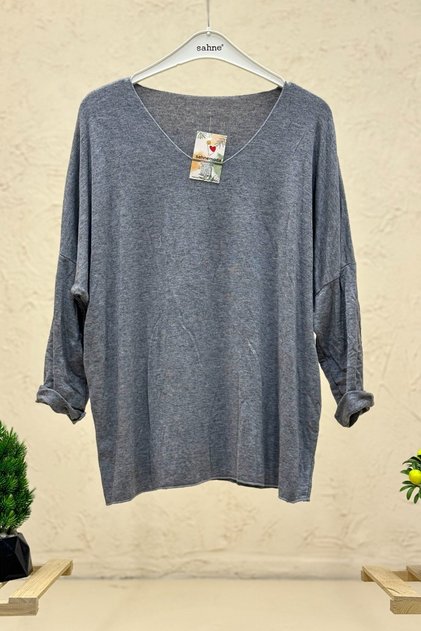 V-Neck Long Sleeve Imported Soft Blouse