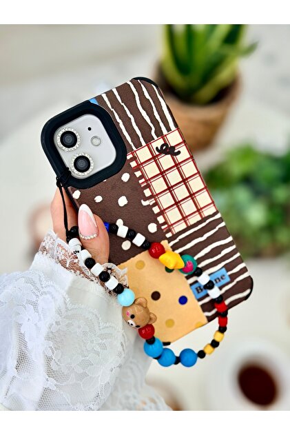 Iphone 12 ve 12 Pro Uyumlu Kaplama Charm Hippi Tasarımlı Yumuşak Silikon Kamera Korumalı Kılıf