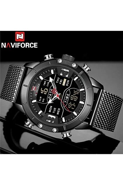 Skmei Naviforce Nf 9153 Analog Dijital Hasır Kordon Erkek Kol